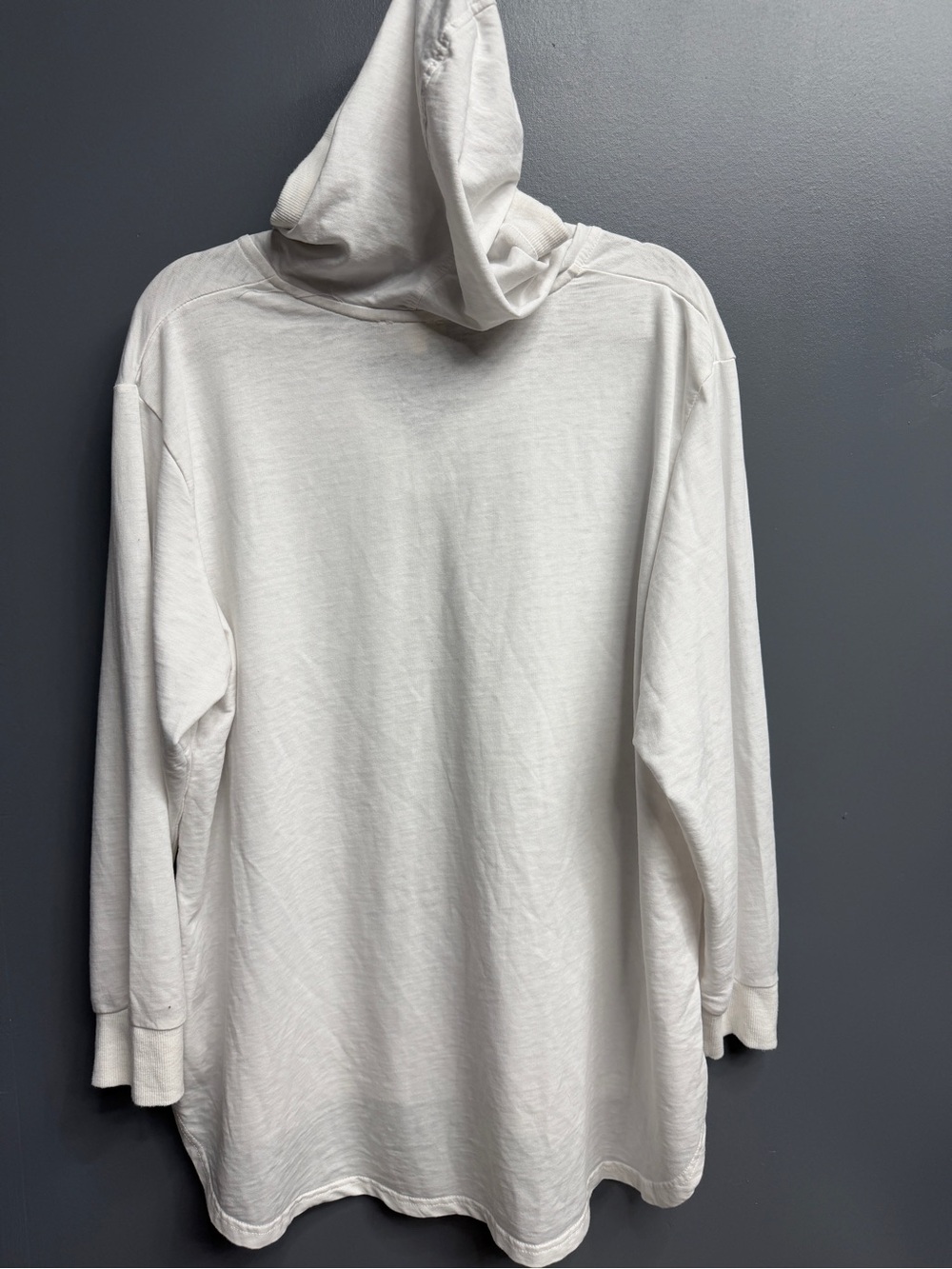 Jane & Delancey White Hooded Tunic Top High Low Hem Long Sleeve 1X Plus Size - Picture 7 of 12